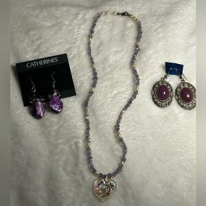 Purple Colored Lot Of Jewelry - 3 Pieces